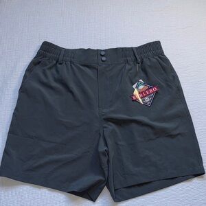 NWT BURLEBO Black Swim Trunks with Colorful Patch